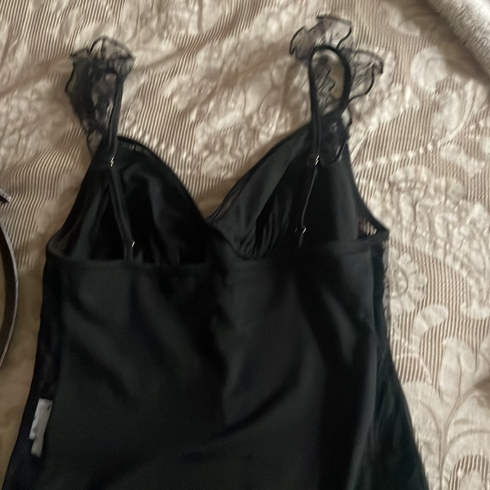NWOT black bodysuit with ruffle straps - Picture 6 of 7